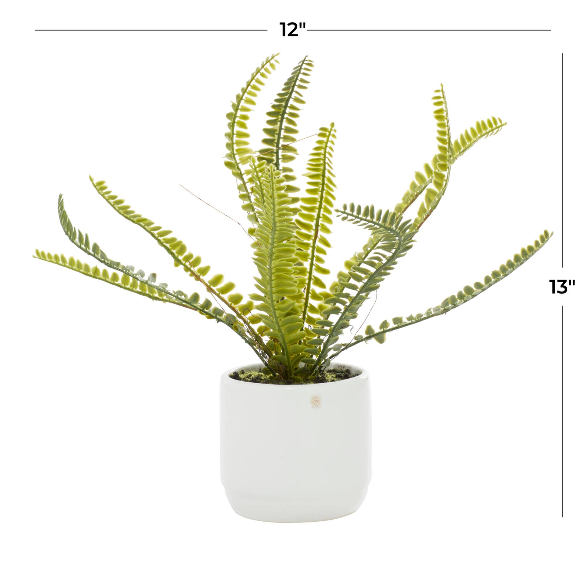 White Ceramic Contemporary Artificial Foliage, 14" x 12" x 13"